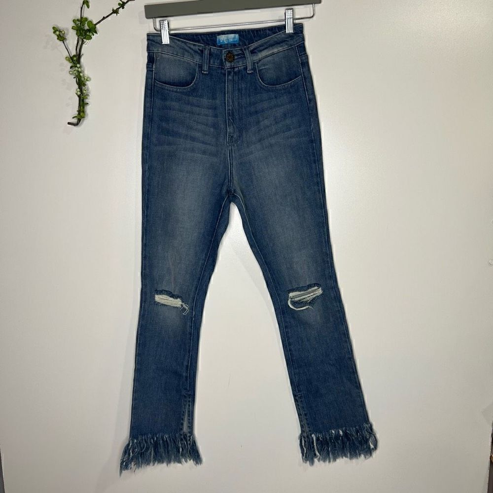 Show me your Mumu Blue Jeans Brooklyn High Waist Harbor Wash Frayed Distressed